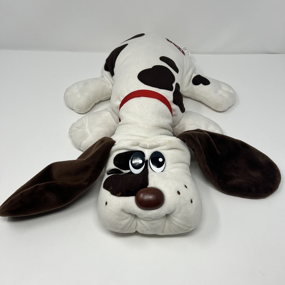 2019 Hasbro Pound Puppies 18" Plush Beige w/ Brown Stuffed Toy Dog w/ Red Collar